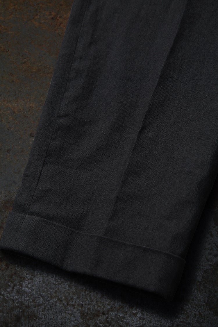 STRETCH LINEN-RAYON TAPERED SLACKS PANTS | ISAMU KATAYAMA BACKLASH